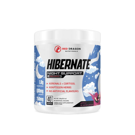 Red Dragon Hibernate in Apple Blackcurrant flavour - natural sleep and recovery support with magnesium, Ashwagandha, and Valerian Root