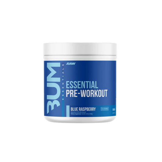 Essential Pre by CBUM in Blue Raspberry Flavour is a clean, balanced pre-workout delivering 4g of L-Citrulline, 3.2g of Beta-Alanine, and 200mg of caffeine to enhance energy, focus, endurance, and blood flow for every level of training.