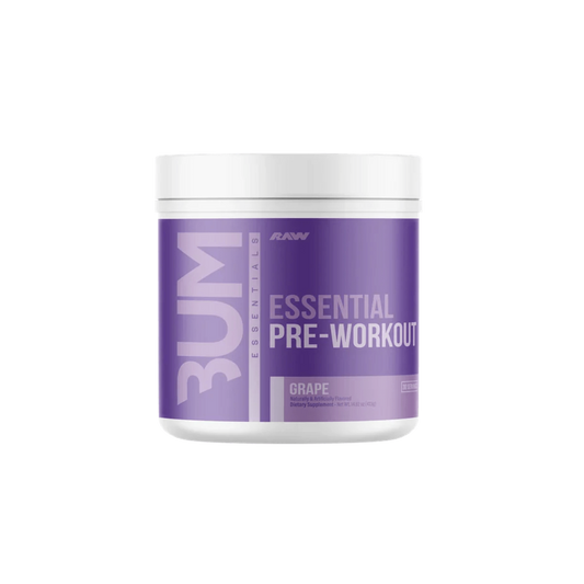 Essential Pre by CBUM in Grape Flavour is a clean, balanced pre-workout delivering 4g of L-Citrulline, 3.2g of Beta-Alanine, and 200mg of caffeine to enhance energy, focus, endurance, and blood flow for every level of training.