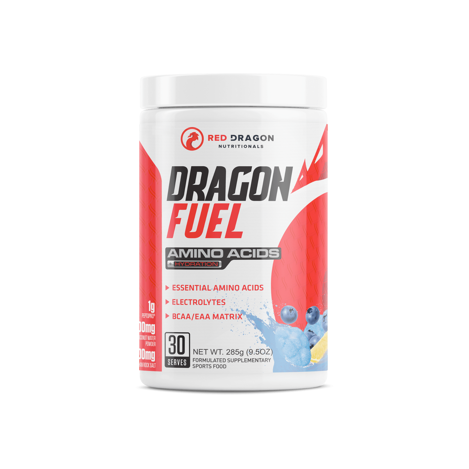Red Dragon Dragon Fuel EAA in Blue Clouds (30 serves) – recovery and hydration supplement with electrolytes and amino acids.