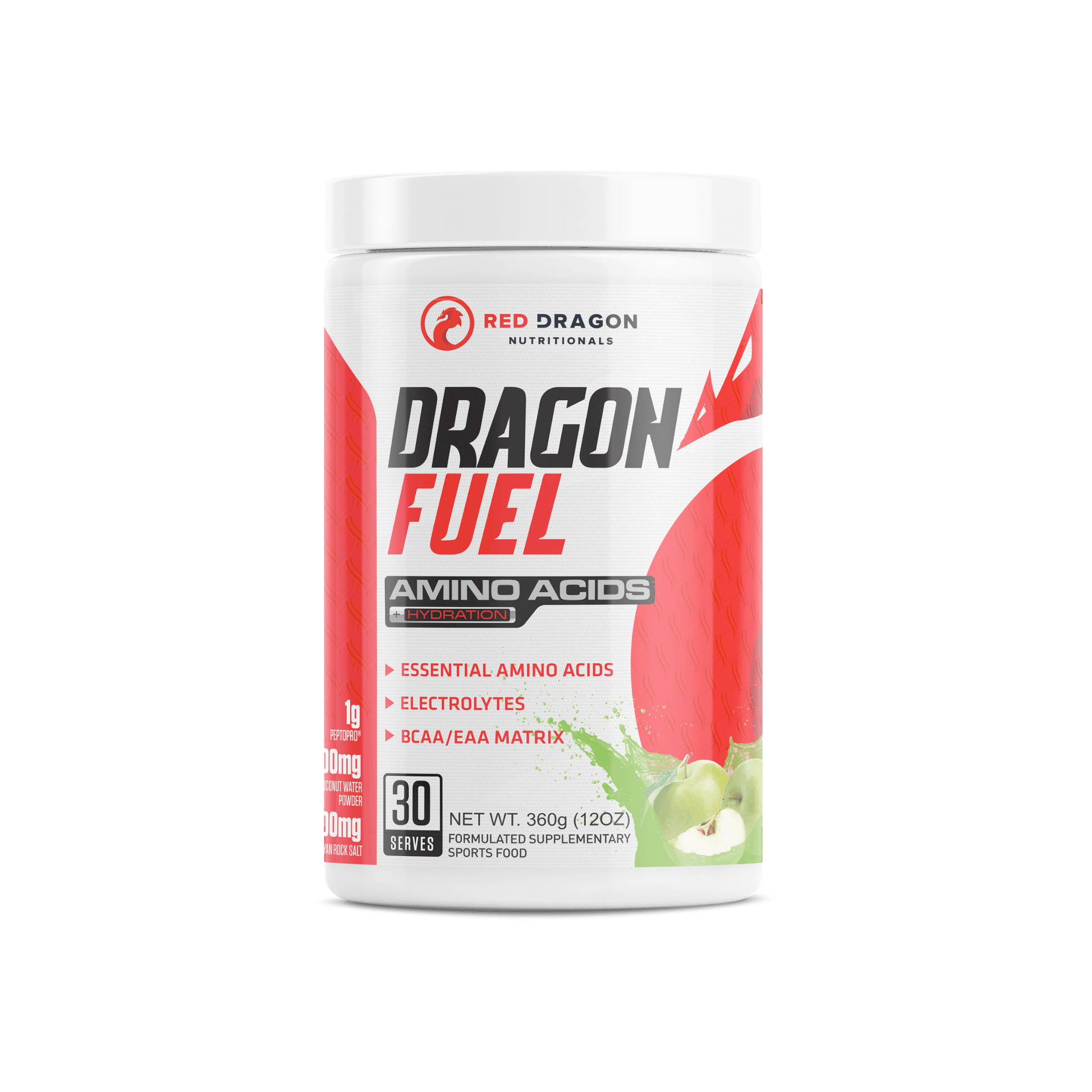 Red Dragon Dragon Fuel EAA in Granny Smith (30 serves) – recovery and hydration supplement with electrolytes and amino acids.