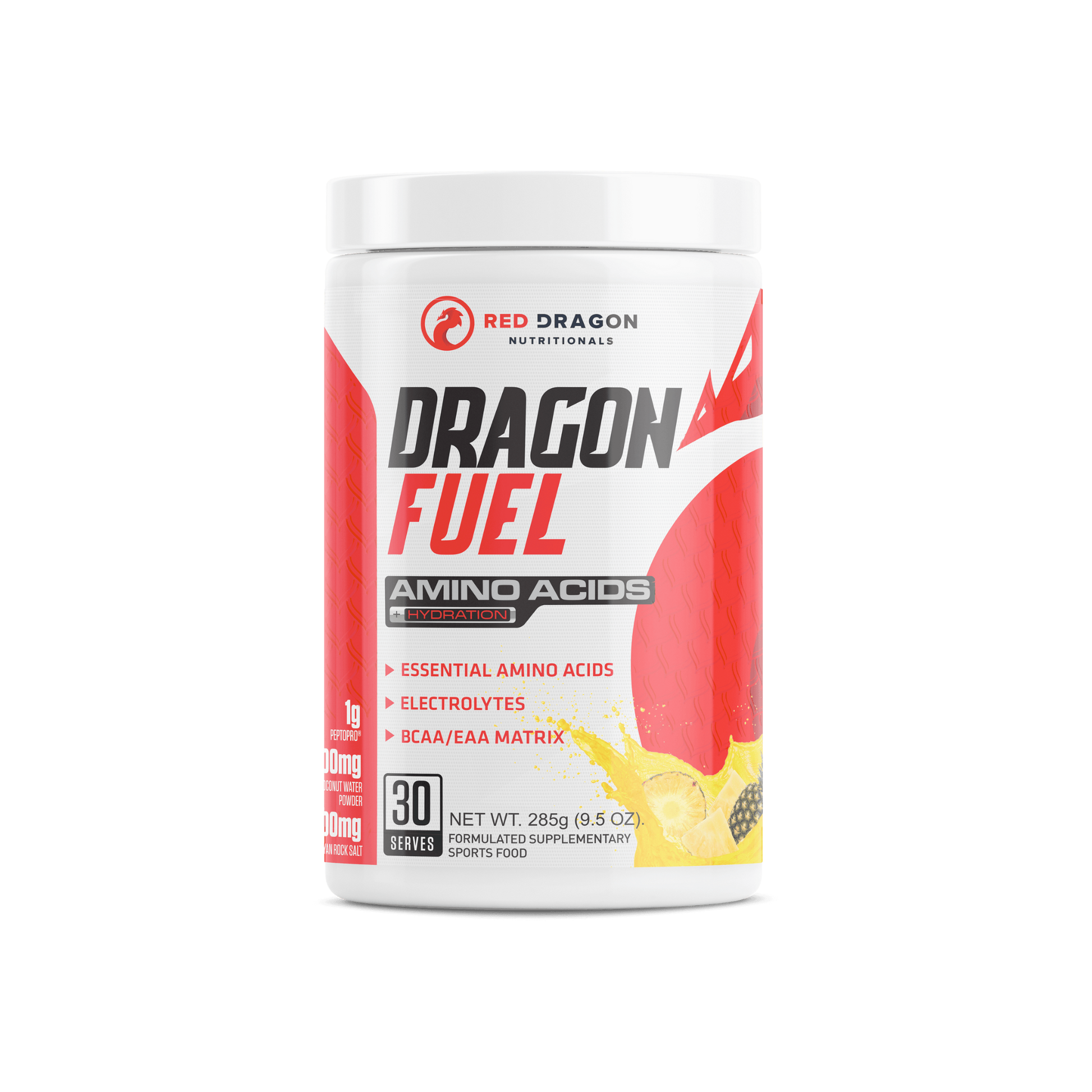 Red Dragon Dragon Fuel EAA in Pineapple Juice (30 serves) – recovery and hydration supplement with electrolytes and amino acids.