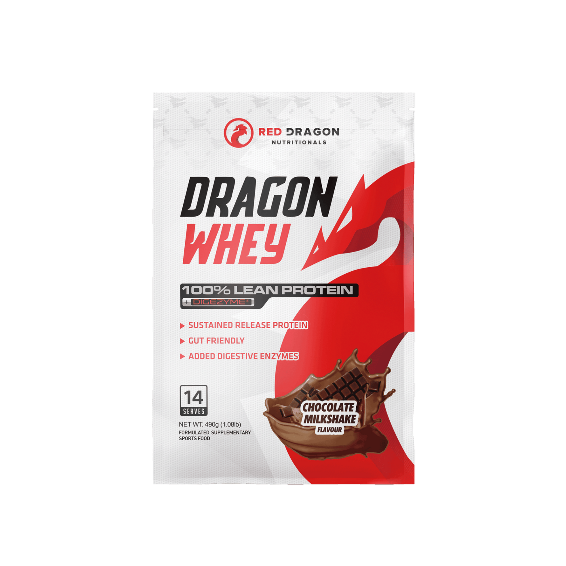 Red Dragon Dragon Whey Protein in Chocolate Milkshake Flavour (16 serves) – WPI & WPC blend for lean muscle growth, recovery, and daily protein needs.