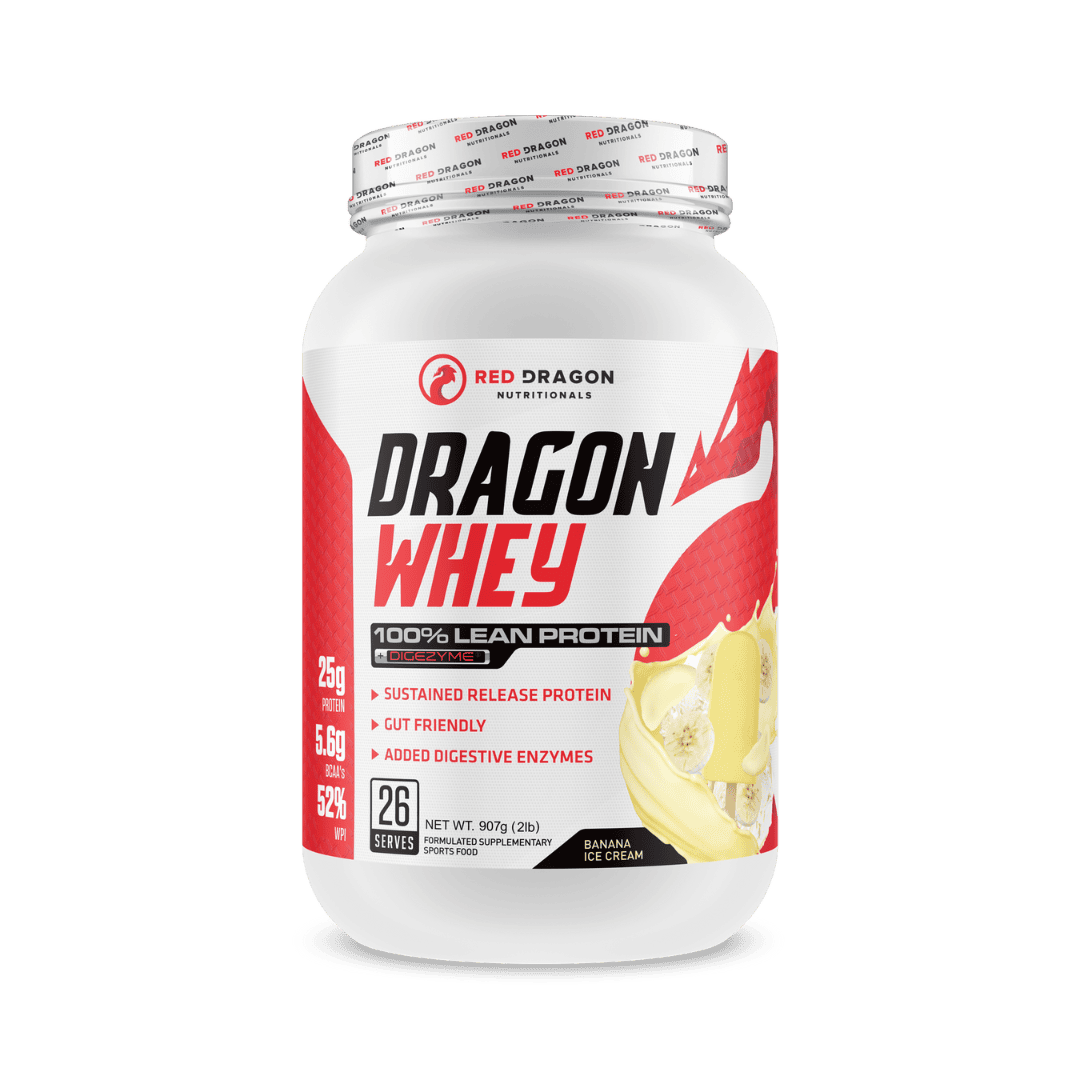 Red Dragon Dragon Whey Protein in Banana Flavour (26 serves) – WPI & WPC blend for lean muscle growth, recovery, and daily protein needs.