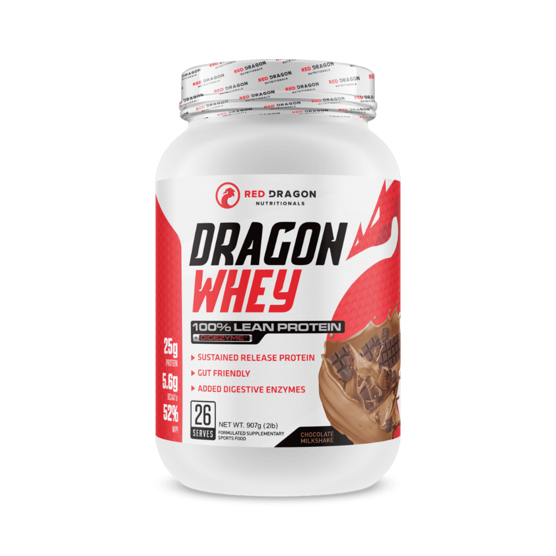 Red Dragon Dragon Whey Protein in Chocolate Milkshake Flavour (26 serves) – WPI & WPC blend for lean muscle growth, recovery, and daily protein needs.