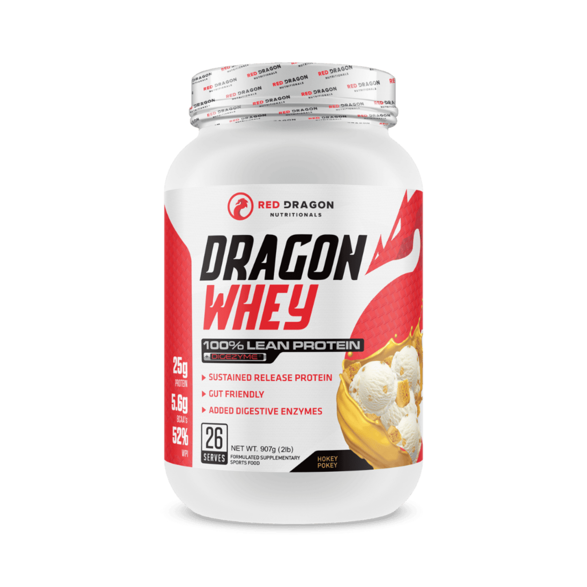 Red Dragon Dragon Whey Protein in Hokey Pokey Flavour (26 serves) – WPI & WPC blend for lean muscle growth, recovery, and daily protein needs.