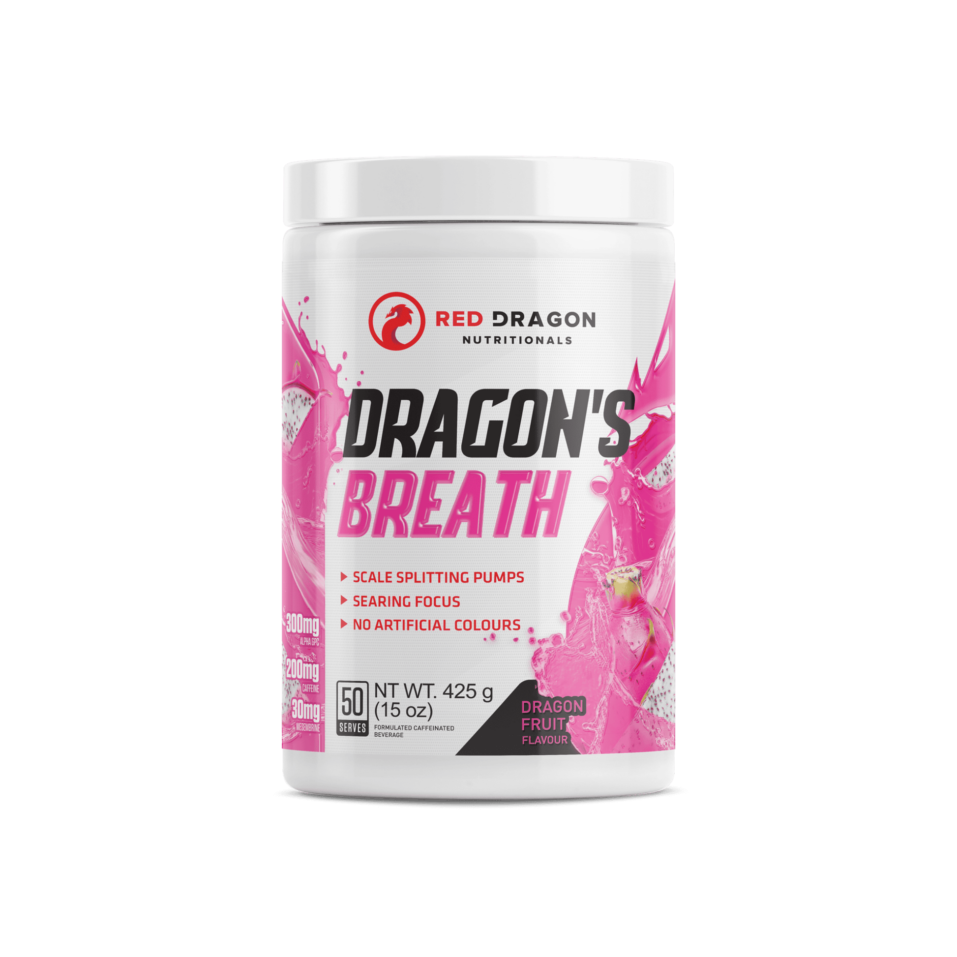 Red Dragon Dragon’s Breath Pre-Workout in Dragonfruit Flavour (50 serves) – explosive energy, endurance, and focus for intense training sessions.