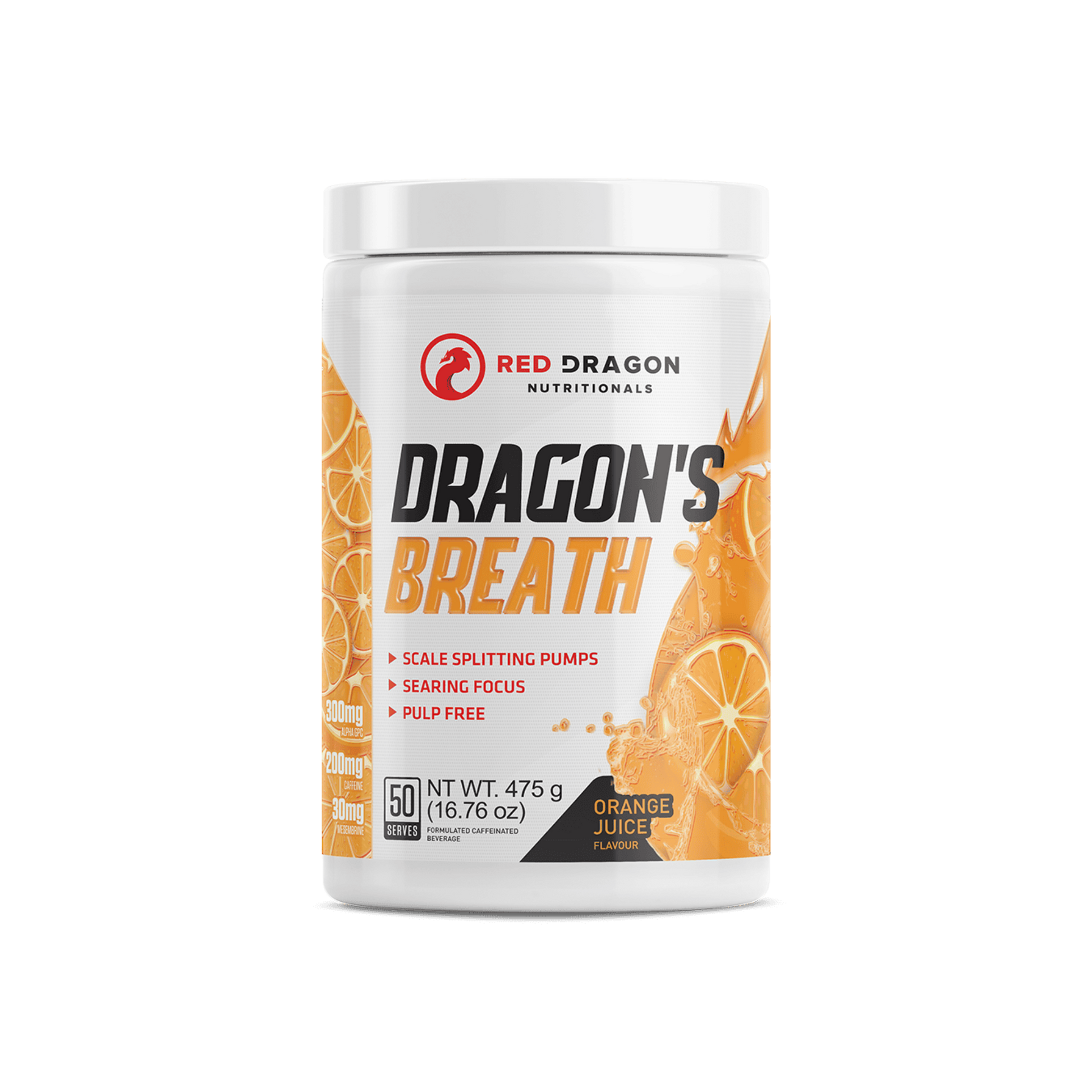 Red Dragon Dragon’s Breath Pre-Workout in Orange Juice Flavour (50 serves) – explosive energy, endurance, and focus for intense training sessions.