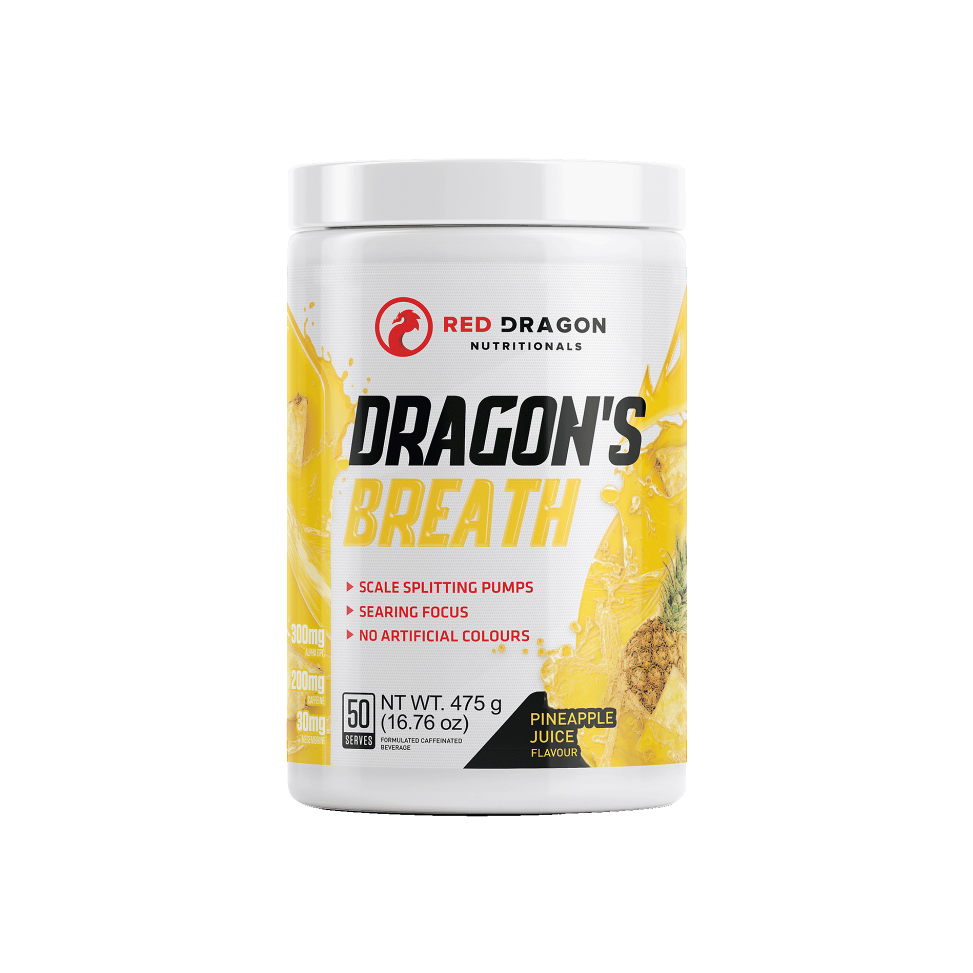 Red Dragon Dragon’s Breath Pre-Workout in Pineapple Juice Flavour (50 serves) – explosive energy, endurance, and focus for intense training sessions.