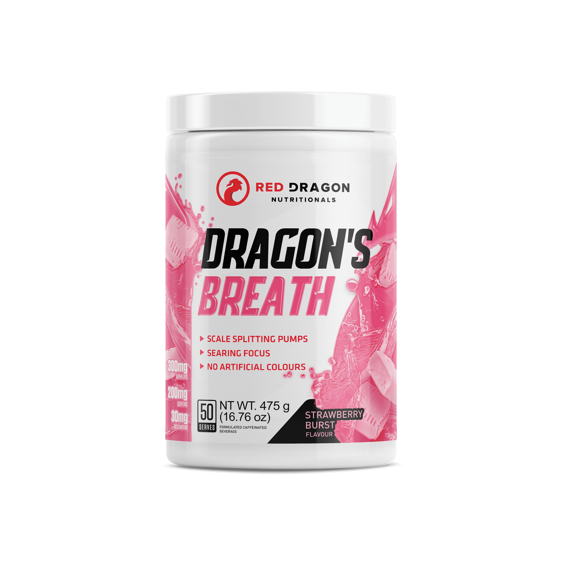 Red Dragon Dragon’s Breath Pre-Workout in Strawberry Burst Flavour (50 serves) – explosive energy, endurance, and focus for intense training sessions.