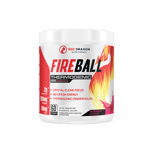 Fireball by Red Dragon Nutritionals in Raspberry Slushie flavour – metabolism booster and fat loss support with clean energy.