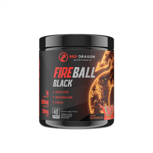 Red Dragon Fireball Black in Sour Watermelon flavour – ultra-potent thermogenic fat burner for energy, focus, and fat metabolism.