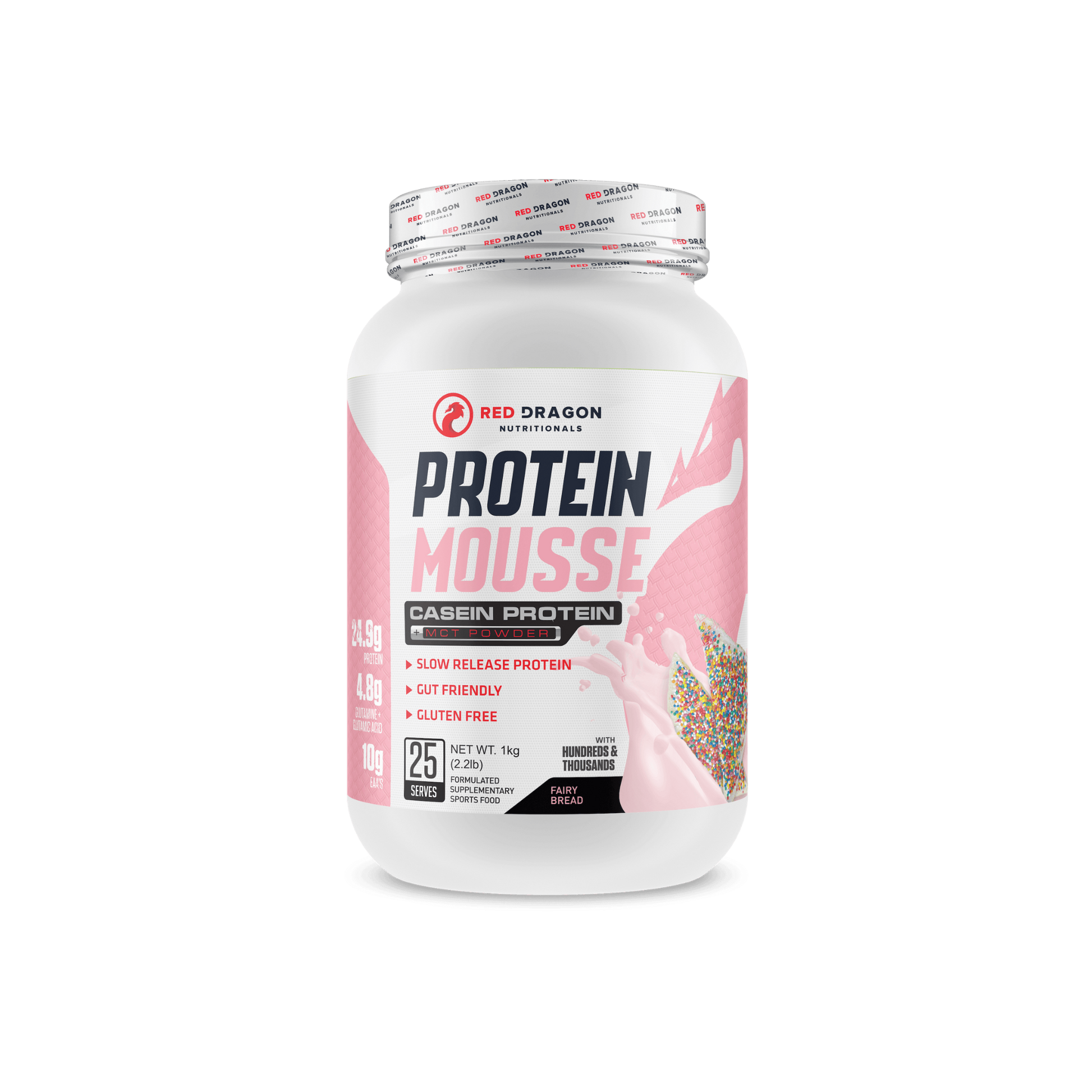 Protein Mousse by Red Dragon Nutritionals in Fairy Bread – creamy, guilt-free protein dessert with digestive enzymes