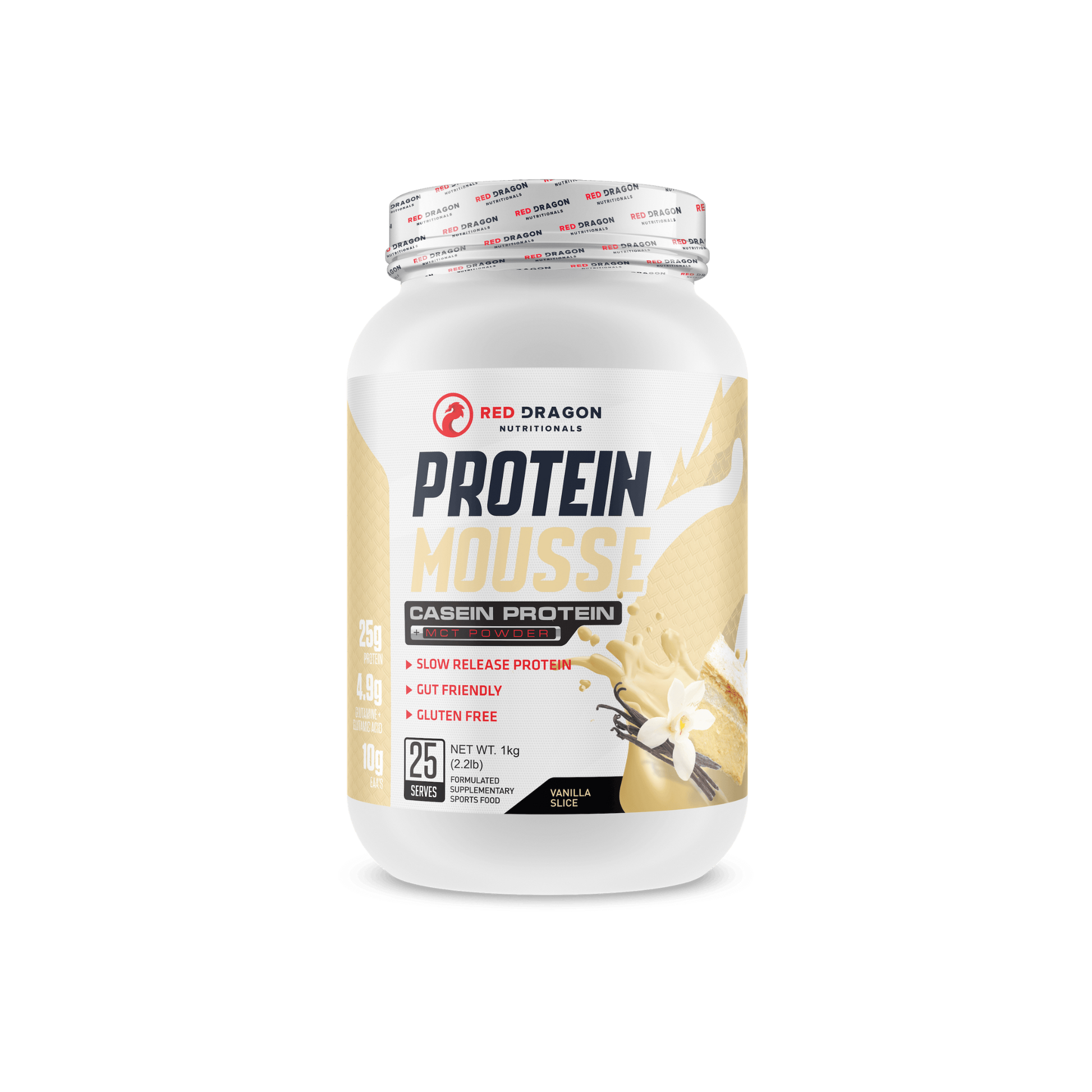 Protein Mousse by Red Dragon Nutritionals in Vanilla Slice – creamy, guilt-free protein dessert with digestive enzymes