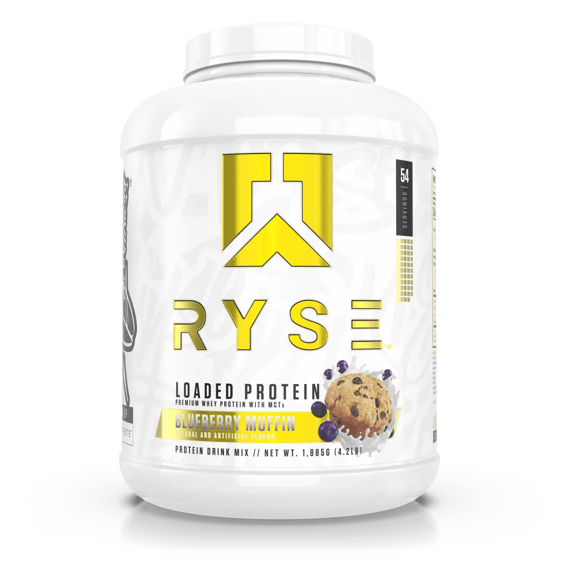 RYSE Loaded Protein in Blueberry Muffin (4lb) is a high-quality whey protein powder featuring 25g of premium whey isolate with added prebiotic fibre and MCTs to support muscle recovery, gut health, and performance.