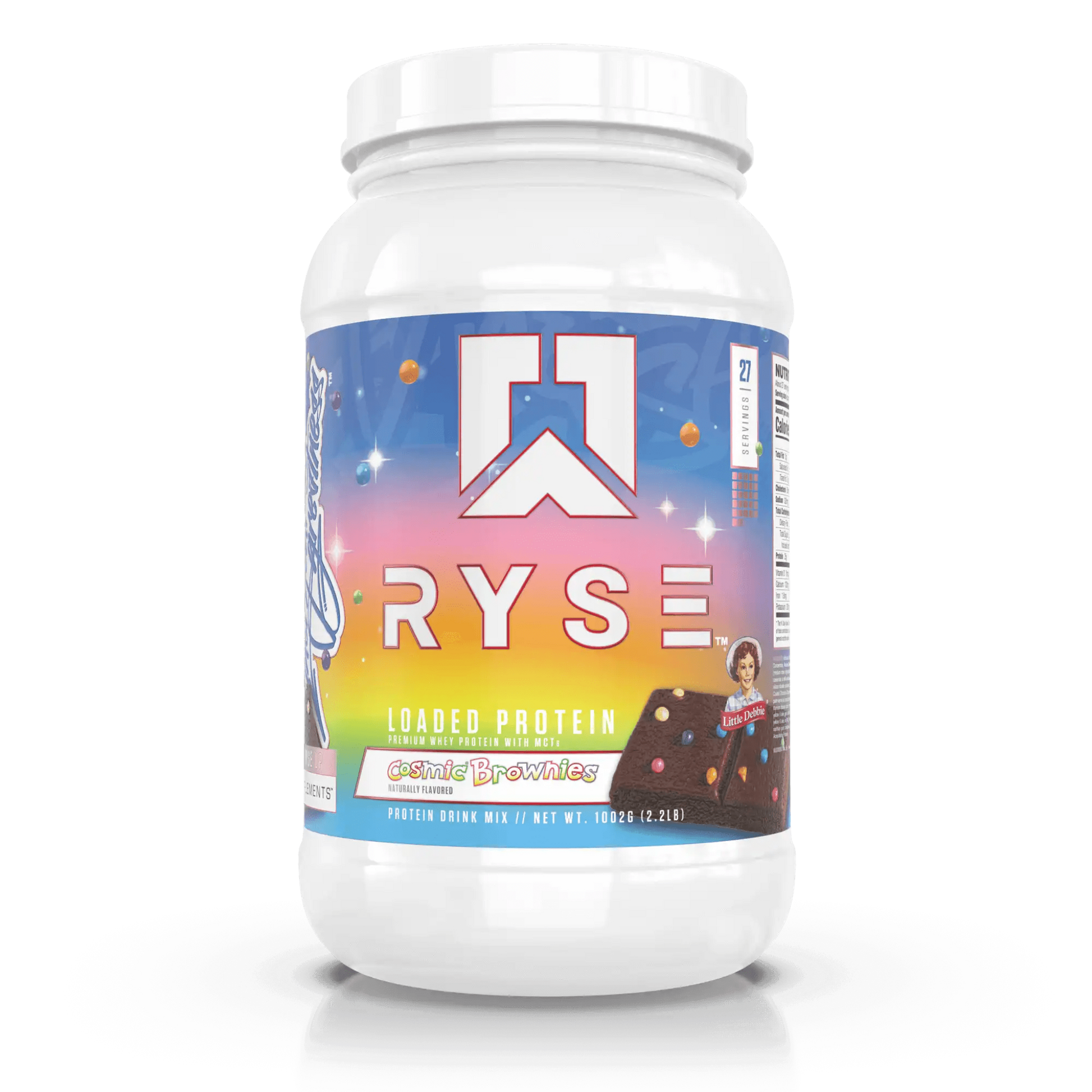 RYSE Loaded Protein in Cosmic Brownies (2lb) is a high-quality whey protein powder featuring 25g of premium whey isolate with added prebiotic fibre and MCTs to support muscle recovery, gut health, and performance.